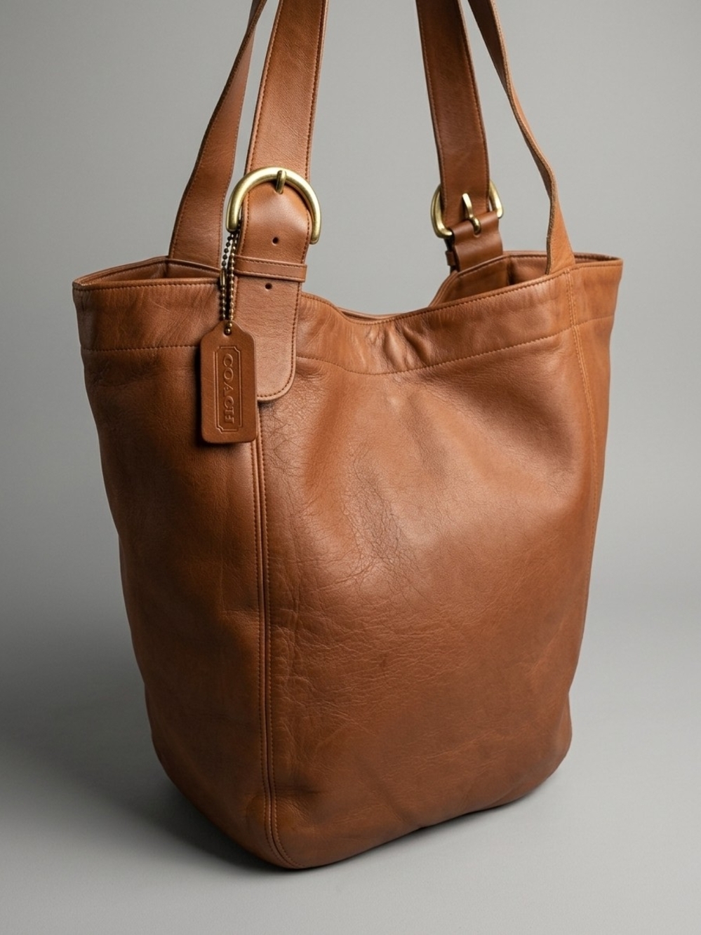 Vintage Coach Soho XL Duffle Tote 4082 British Tan Leather USA Made 1996